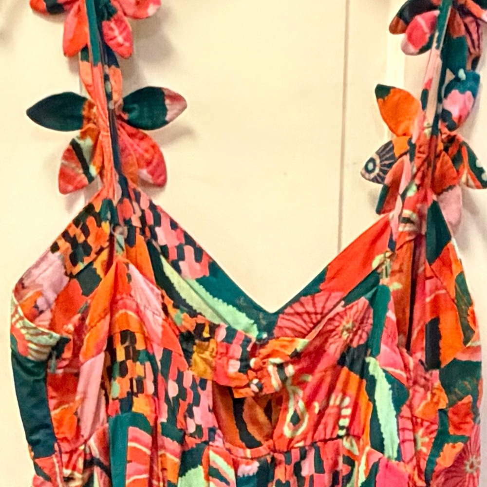 FARM Rio Teal, Orange & Pink Floral Strapless Dress - Picture 5 of 9